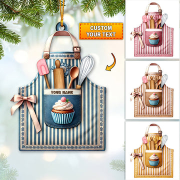 Joycorners Custom Name Baker Ornament, Christmas Gift for Baker Lover3 2D Flat LM2211