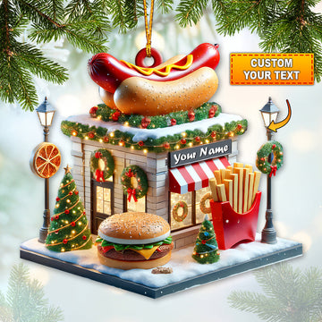 Joycorners Custom Name Fast Food Store Ornament, Fast Food Christmas Gift 2D Flat LM2111