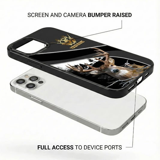 Joycorners Cyber Camo Deer Skull US Flag Personalized Name Phone Case