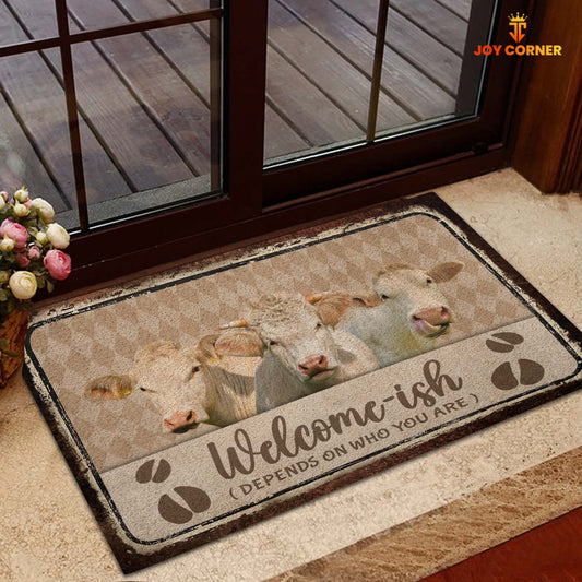 Joycorners Charolais Cattle Welcome-ish Doormat