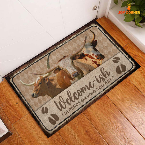 Joycorners Texas Longhorn Cattle Welcome-ish Doormat