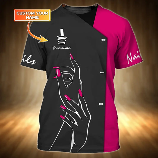 Nails - Personalized Name Gift for Nails Lovers, Nails Salon Uniform 3D Shirt