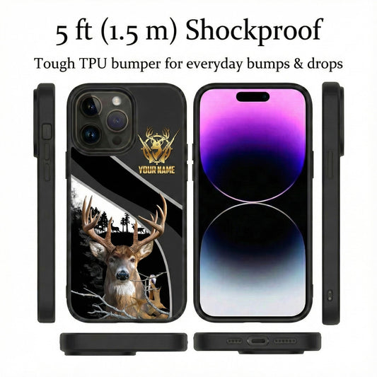 Joycorners Artist Hunting Moose Deer Skull Forest Realistic Camo Personalized Name Phone Case