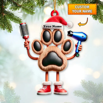 Joycorners Custom Name Groomer Ornament, Pet Shop Christmas Decor 2D Flat LM2111