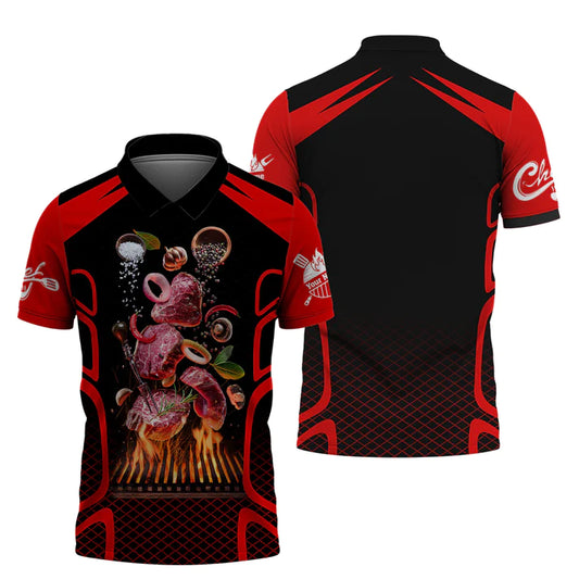 CHEF - Personalized Name 3D Black & Red All Over Printed Shirt