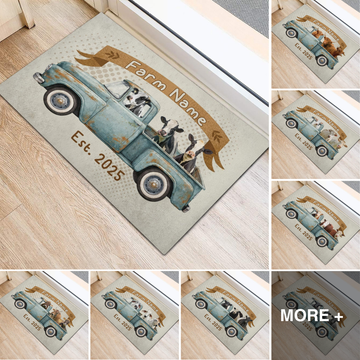 Joycorners Welcome to Our Farm Personalized Cow Truck Doormat (12 Cattle Breeds)