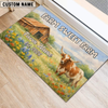 Joycorners Sweet Farm Custom Name Cow Welcome Doormat (8 Cattle Breeds)