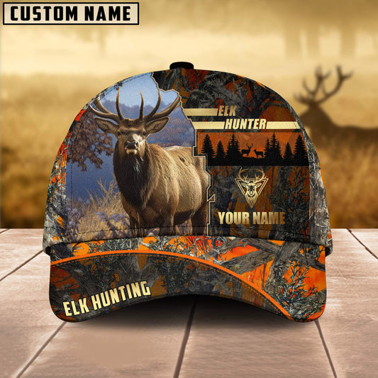 Joycorners Elk Hunting Forest Pattern Multicolor Personalized Name 3D Cap (2 colors)