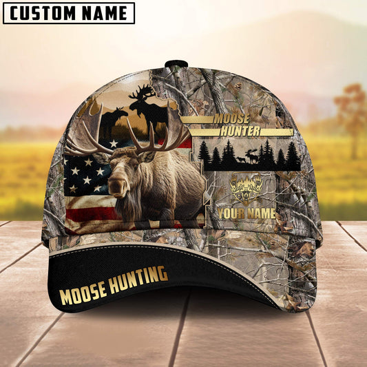 Joycorners Moose Hunting American Flag Pattern Personalized Cap 3D Printed Multicolor (6 colors)