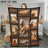 Joycorners Personalized Horse Collage Blanket – Rustic Wood Frame, Custom Name ( 8 Breeds)