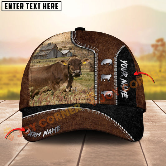 Joycorners Cow Rancher  Cattle Farmer Tooled Pattern Cap Gift Custom Name 3D Cap (10 Breeds)