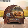 Joycorners Rustic Cow Western Tooled Pattern Cattle Rancher Gift Custom Name 3D Cap (10 Breeds)