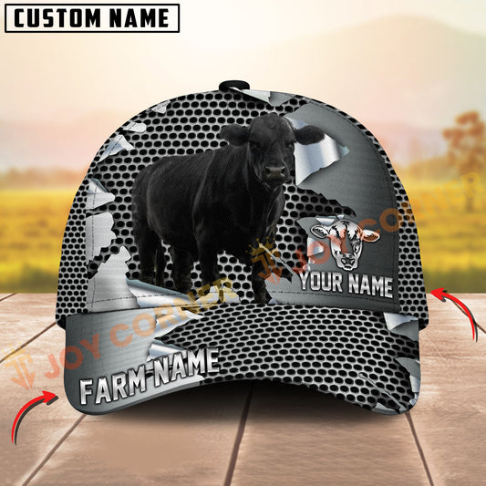 Joycorners Cow Torn Metal Honeycomb Steel Custom Name 3D Cap (10 cattle Breeds)