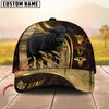 Joycorners Cattle Cow Dark Leather Gold Accent Western Personalized Name 3D Cap (10 Breeds)