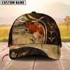 Joycorners Cattle Cow Dark Leather Gold Accent Western Personalized Name 3D Cap (10 Breeds)