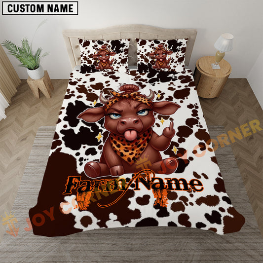 Joycorner Red Angus Cute Cow Attitude Bedding Set 3D All Over Printed