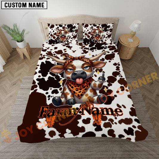 Joycorner Texas Longhorn Cute Cow Attitude Bedding Set 3D All Over Printed