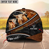 Joycorners Cattle Cow Brown Leather Pattern With Dotted Camo Personalized Name 3D Cap (8 Cattle Breeds)