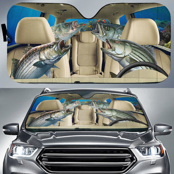 Joycorners Striped Bass Fishing Family Car Auto Sun Shade
