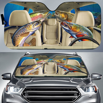 Joycorners Trout Fishing Family Car Auto Sun Shade