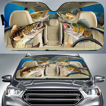 Joycorners Walleye Fishing Family Car Auto Sun Shade