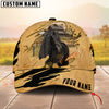 Joycorners Horse Golden Line With Yellow Leather Personalized Name 3D Cap (9 Breeds)