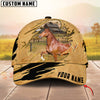 Joycorners Horse Golden Line With Yellow Leather Personalized Name 3D Cap (9 Breeds)