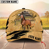Joycorners Horse Golden Line With Yellow Leather Personalized Name 3D Cap (9 Breeds)