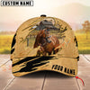 Joycorners Horse Golden Line With Yellow Leather Personalized Name 3D Cap (9 Breeds)