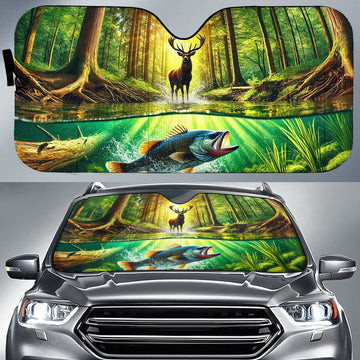 Joycorners Fishing & Deer 1 Hunting Car Auto Sun Shade
