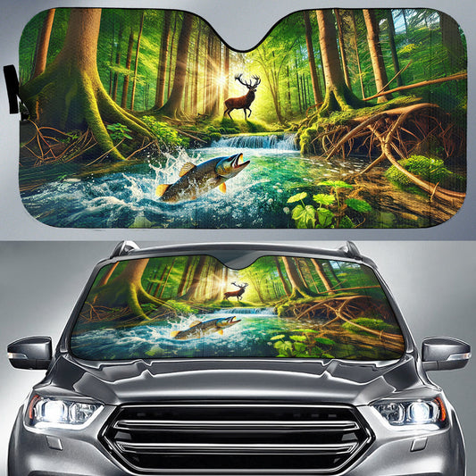 Joycorners Fishing & Deer 2 Hunting Car Auto Sun Shade