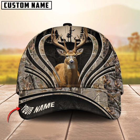 Joycorners Deer Hunting Line Camo Pattern Multicolor Personalized Name 3D Cap (5 Colors)