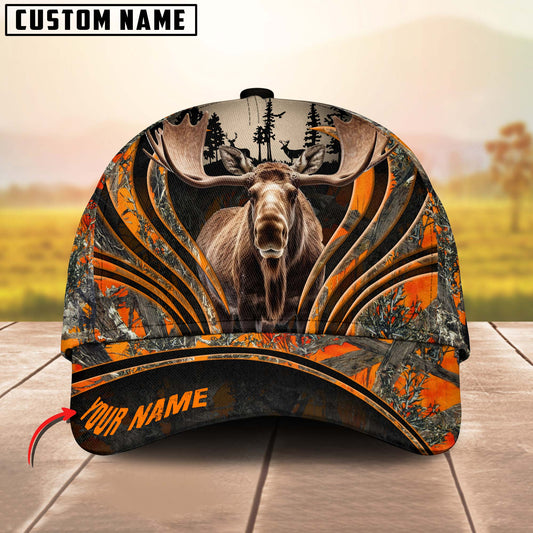 Joycorners Moose Hunting Line Camo Pattern Multicolor Personalized Name 3D Cap (5 Colors)