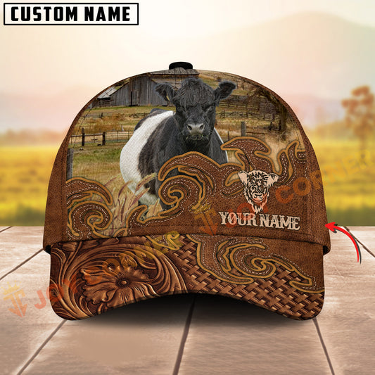Joycorners Cattle Cow Tooled Leather Floral Western Personalized Name 3D Cap (10 Breeds)