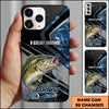 Joycorners Fishing Blue Smoke Splash Tech Style Personalized Name Phone Case (10 Fish Species)