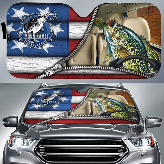 Joycorners Crappie Fishing United States Zipper All Over Printed Custom Name 3D Sun Shade