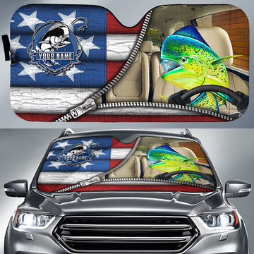 Joycorners Mahi-Mahi Fishing United States Zipper All Over Printed Custom Name 3D Sun Shade