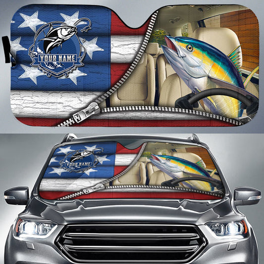 Joycorners Tuna Fishing United States Zipper All Over Printed Custom Name 3D Sun Shade