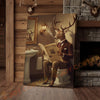 Joycorners Deer Reading Deer News in Bathroom Wrapped Canvas
