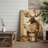 Joycorners Moose Reading Wildlife Gazette in Bathroom Wrapped Canvas
