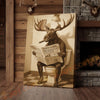 Joycorners Moose Reading Wildlife Gazette in Bathroom Wrapped Canvas
