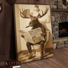 Joycorners Moose Reading Wildlife Gazette in Bathroom Wrapped Canvas