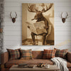 Joycorners Moose Reading Wildlife Gazette in Bathroom Wrapped Canvas