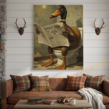 Joycorners Duck Reading Daily Paw Newspaper Wrapped Canvas