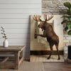 Joycorners Moose Holding Beer at Urinal Wrapped Canvas