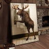 Joycorners Moose Holding Beer at Urinal Wrapped Canvas