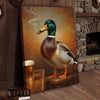 Joycorners Duck with Beer Glass and Smoke Wrapped Canvas