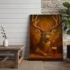 Joycorners Deer with Beer Glass and Smoke Effect Wrapped Canvas