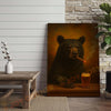Joycorners Black Bear with Beer Glass and Smoke Effect Wrapped Canvas