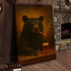 Joycorners Black Bear with Beer Glass and Smoke Effect Wrapped Canvas